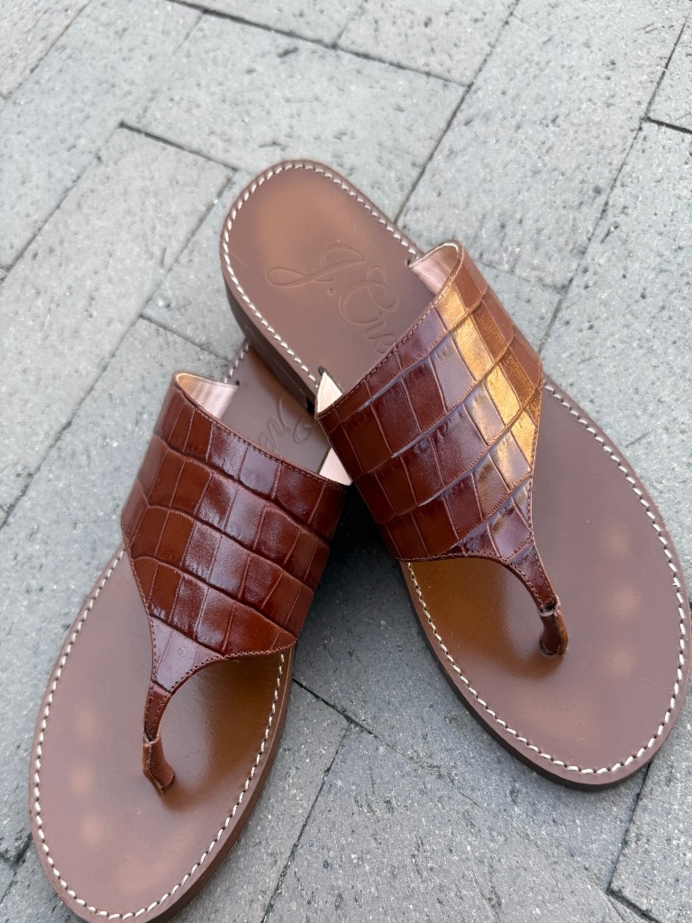 JCrew Croc Leather Sandal